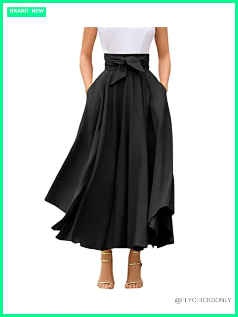 Elegant High Waisted Side Slit Irregular Bohemian Maxi Skirt with Pockets